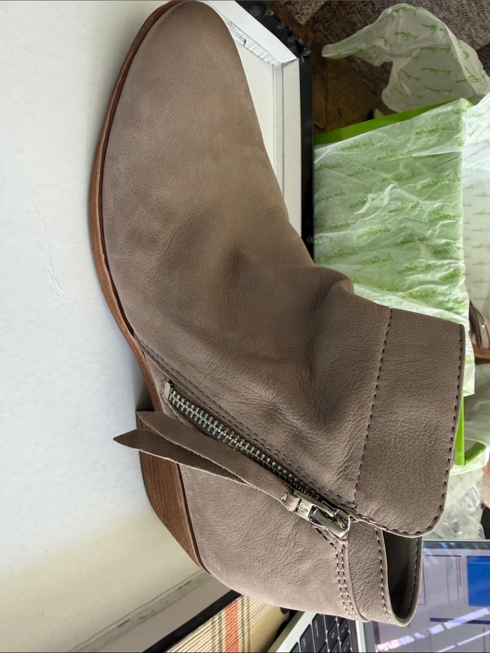 Sam Edelman Taupe Side-Zip Leather Ankle Boot